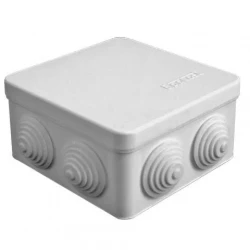 Коробка распределительная ОП 105х105х56мм IP54 7 выходов 4 гермоввода крышка защелкивающаяся сер. Ep