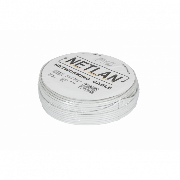 Кабель NETLAN коаксиальный, RG-11 (75 Ом), одножильный, CCS (омедненная сталь), внутренний, PVC нг(A), белый, 305м