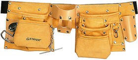 38512, Пояс STAYER "MASTER" для инструментов, кожаный, 10 карманов, 3 подвески