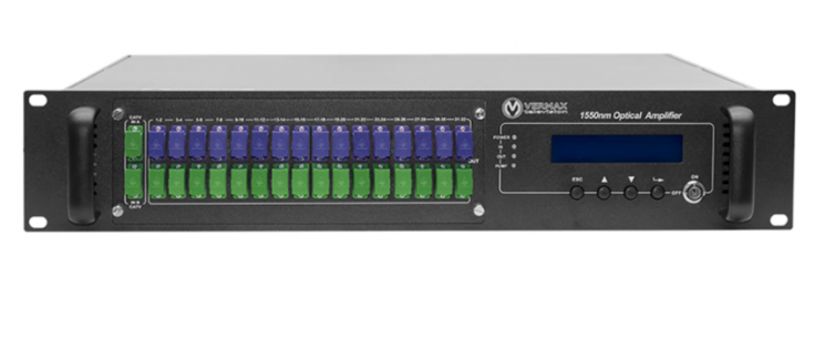 Оптический усилитель VERMAX для сетей КТВ, 2 входа, 32*17dBm выхода, WDM фильтр PON
