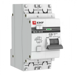 Выключатель автоматический дифференциального тока 2п (1P+N) C 25А 30мА тип AC 4.5кА АД-32 2мод. защи
