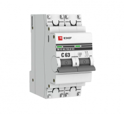 Выключатель автоматический двухполюсный 63А С ВА47-63 4.5кА PROxima