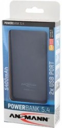 ANSMANN 1700-0066 Powerbank 5400мАч в комплекте с шнуром USB-microUSB BL1, Универсальный внешний аккумулятор