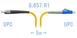 Патчкорд оптический LC/UPC-FC/UPC SM G.657.A1 5 метров