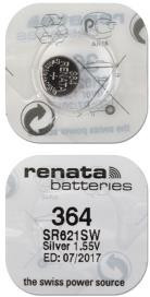 364 (SR621SW/SR60), Элемент питания серебряно-цинковый (1шт) 1.55В