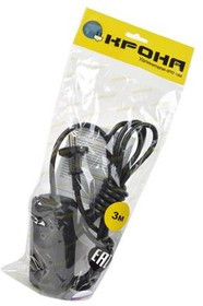 КРОНА РС-2 (У10-01) 3м (ПВС 2Х0.75) черный BL1, Сетевой удлинитель