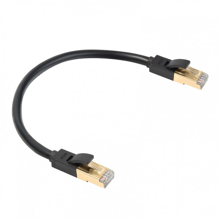 GCR-LNC701-15.0m, Патч-корд PROF кат.7 ethernet 15.0m F/FTP, RJ45, CU, 28 AWG, литой, прямой , черный, экранированны