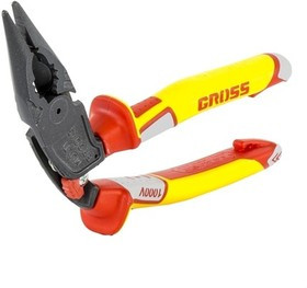 17181, Длинногубцы с изогнутой головой, комбинированные, диэлектрические рукоятки до 1000 В, 200 мм