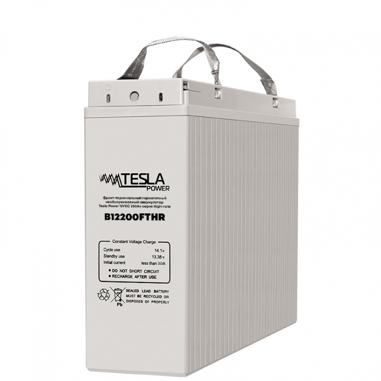 Фронт-терминальный герметичный необслуживаемый аккумулятор Tesla Power 12VDC 200Ач, серия High-rate