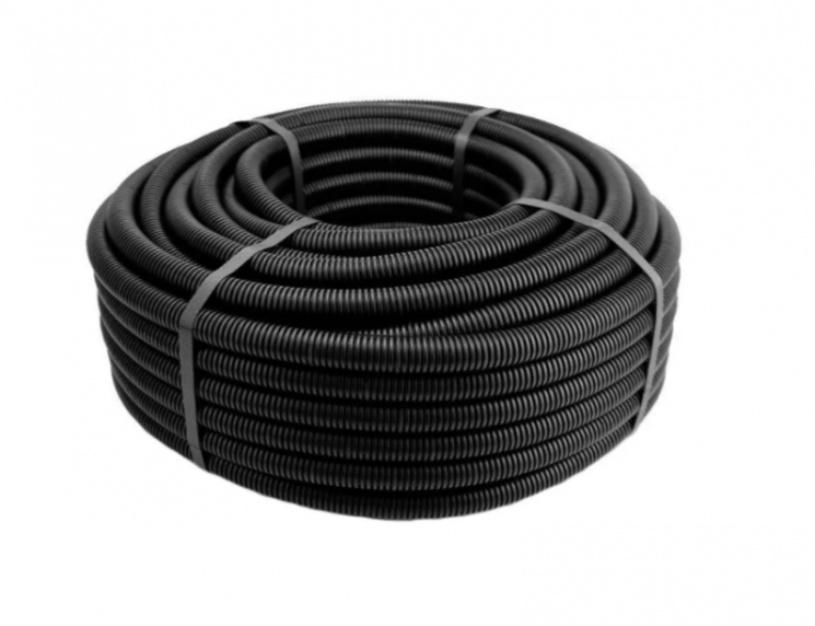 Труба гофрированная ПНД d16мм с протяжкой черн. (уп.100м)