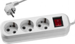 55036-3, Удлинитель СИБИН электрический, ПВС сечение 0,75кв мм, 3 гнезда, макс мощн 2200Вт, 3м, заземление, в