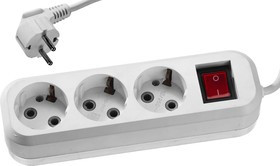 55036-3, Удлинитель СИБИН электрический, ПВС сечение 0,75кв мм, 3 гнезда, макс мощн 2200Вт, 3м, заземление, в