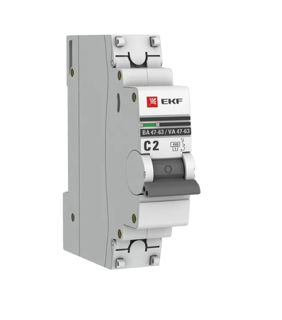 Выключатель автоматический однополюсный 2А С ВА47-63 4.5кА PROxima