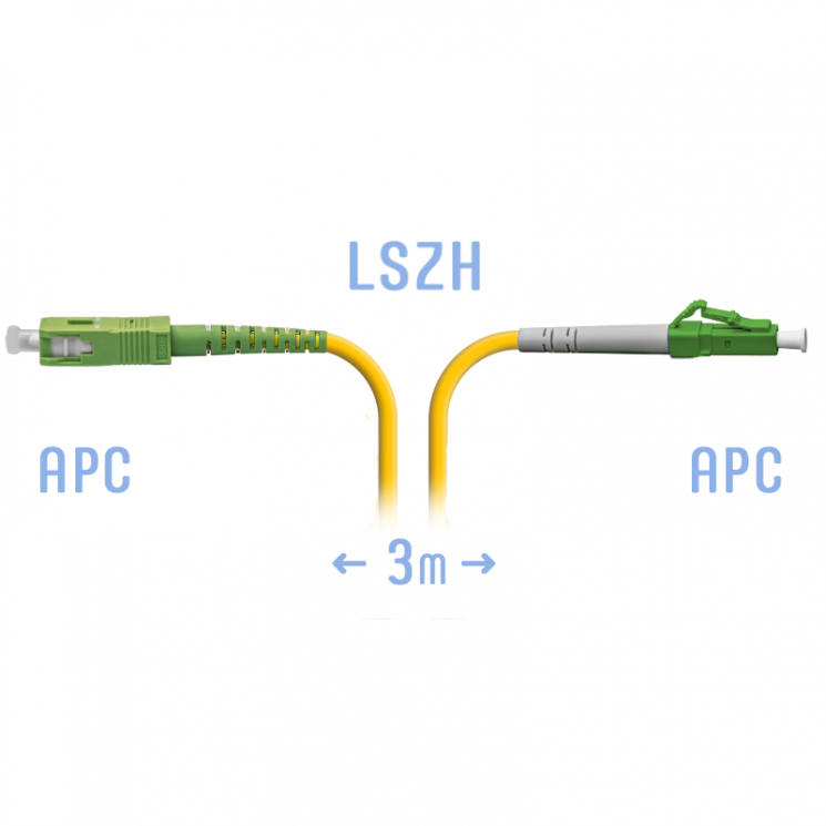 Патчкорд оптический LC/APC-SC/APC SM 3 метра, 2мм