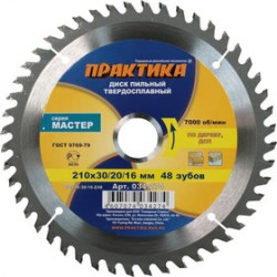 Диск пильный по дереву ПРАКТИКА 034-274 DP-210-30\20-Z48 210 X 48 X 30/20/16