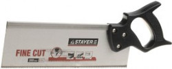 1536-30, Ножовка для стусла c обушком (пила) STAYER 300 мм, 8 TPI, прямой закаленный зуб, точный рез.