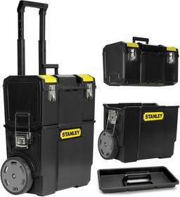 ST-1-93-968, ЯЩИК ДЛЯ ИНСТРУМЕНТА С КОЛЕСАМИ "MOBILE WORK CENTER 2 IN 1" С ОРГАНАЙЗЕРАМИ В КРЫШКЕ ПЛАСТМАССОВЫЙ (