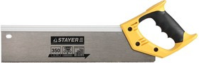 15365-35, Ножовка для стусла c усиленным обушком (пила) 350 мм, 12 TPI, прямой зуб, для точного реза, STAYER,