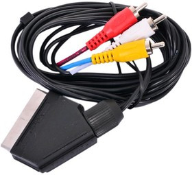 PL1109, Кабель SCART вилка-3xRCA вилка, видео+стерео-аудио, 1.5 м.