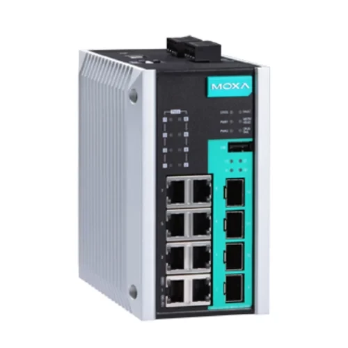 Коммутатор EDS-G512E-8POE-4GSFP, 8 x PoE/PoE+ 10/100/1000BaseT и 4 x 100/1000BaseSFP, MOXA