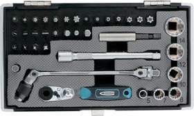 11625, Набор бит и головок торцевых, 1/4", карданный ключ, трещотка, адаптер, S2, 37 шт.