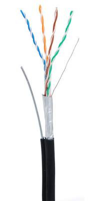 Кабель NETLAN F/UTP 4 пары, Кат.5e (Класс D), 100МГц, одножильный, BC (чистая медь), внешний, PE до -40C, черный, 305м