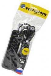 КРОНА РС-4 (У10-0001) 5 м (ПВС 2Х0.75) черный BL1, Сетевой удлинитель