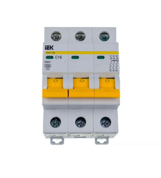 Выключатель автоматический трехполюсный 16А C ВА47-29 4.5кА (MVA20-3-016-C)