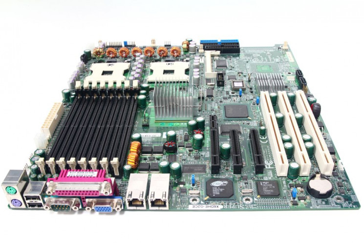 Материнская плата SuperMicro X6DHE-G2+ Dual Socket604 iE7520 SVGA+2xGbLAN 3PCI-X SATA RAID E-ATX 8DDR2 PC2-3200-X6DHE-G2+(NEW)