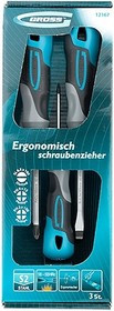 12167, Набор отвёрток комбинированный 3 шт., S2, трехкомпонентная рукоятка