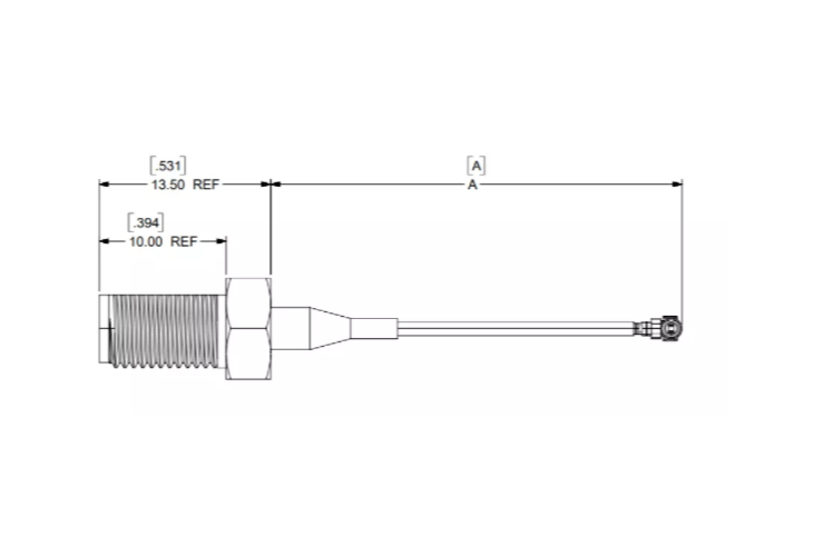 Кабельная сборка SMA Straight Bulk Head Jack-to-MCRF Plug, 1.13mm Cable, Length 150.00mm, 50 Ohms