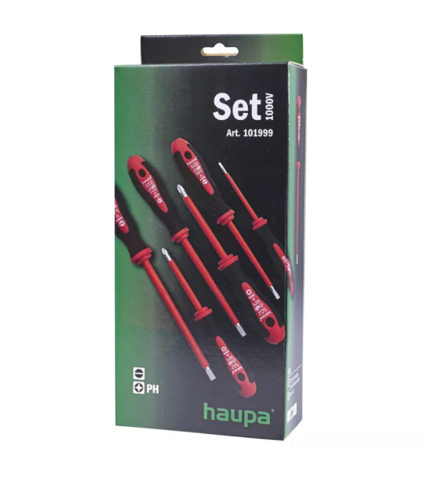 Набор двухкомпонентных диэлектрических отверток Haupa, до 1000В VDE (шлиц, РZ), 101999/PZ