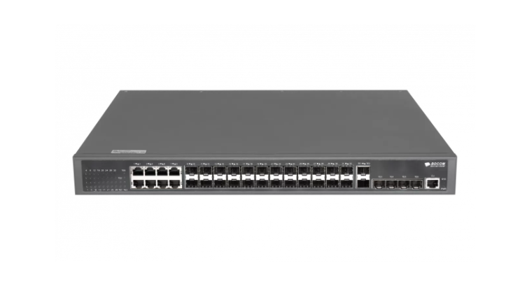 Управляемый коммутатор уровня 3 BDCOM S3938F, 8x 10/100/1000BaseT, 24x 100/1000BaseX SFP, 6x 1/10GE SFP+, Hot Swap БП 1+1, в комплекте 1x PSU ~220VAC