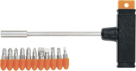 115655, Отвертка с Т-образной ручкой, набор бит, 11 предметов