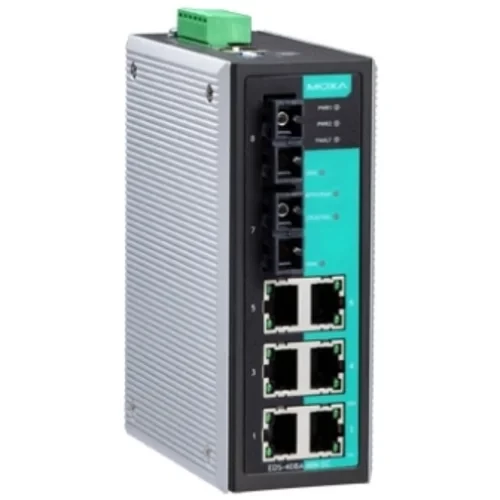 Коммутатор EDS-408A-MM-SC, 6 x 10/100BaseTX, 2 x 100BaseFX (многомодовое оптоволокно) с базовыми функциями управления, разъем SC
