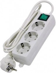 2009515, Удлинитель Гарнизон 3 евророзетки с выключателем и заземлением, допустимый ток 10А, длина 5м.