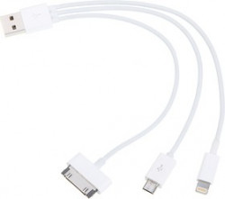PL1374, Кабель зарядный универсальный USB 2.0 (M) -Lightning/30- pin/Micro-USB (M), 0.2м