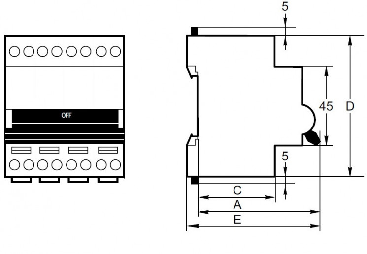 Выключатель автоматический модульный 4п C 4А 6кА NB1-63DC 1000В DC (R) CHINT 182730