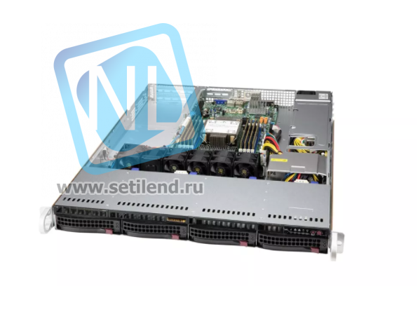 Платформа Supermicro 1U SYS-510P-WT, До одного процессора Intel Xeon Scalable, DDR4, 4x3,5" HDD SATA, 2x10GBase-T