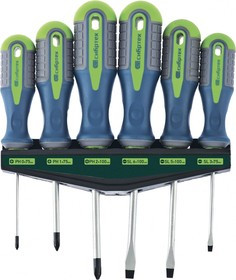 13374, Набор отверток, CrV, трехкомпонентные рукоятки, 6 предметов
