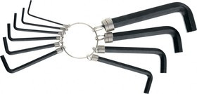 112665, Набор ключей имбусовых HEX, 1,5-10 мм, CrV, 10 шт., оксидированные, на кольце