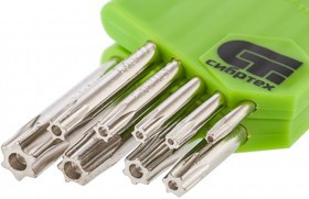 12321, Набор ключей имбусовых Tamper-Torx, 9 шт: TTT10-T50, 45x, закаленные, короткие, никель.