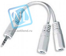 PL1066, Переходник-разветвитель Jack 3.5" (3 pin) вилка х 2 Jack 3.5" (3 pin) розетка, 0.15 м