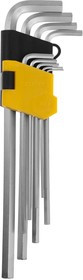 2741-H9, Набор STAYER Ключи "MASTER" имбусовые длинные, Cr-V, сатинированное покрытие, пластик. держатель, HE