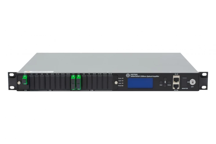 Оптический усилитель VERMAX для сетей КТВ, 1 вход, 4*23dBm выход, RT1, 1U