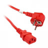 Кабель питания EU-Schuko/IEC320-C13, 220B, 10А, 1.8м, красный (для резервного питания)