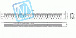 Коммутационная панель SNR, 19" неэкранированная, 1U, 24 порта, cat.5e, горизонтальная заделка