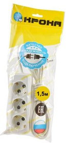 КРОНА КБ3151,5-Б РС-3/зем. (У16-001УХЛ4) 1.5м (ПВС 3х0,75) BL1, Сетевой удлинитель