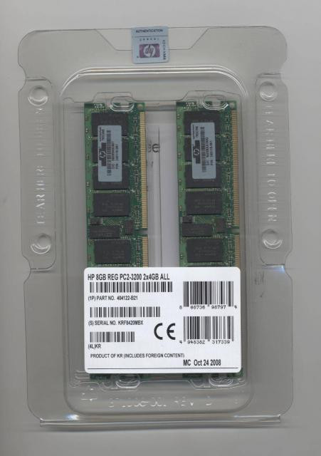 Модуль памяти HP 348106-B21 8GB 400MHz DDR2 PC3200 (Dual Rank) REG ECC SDRAM DIMM (2x4GB Interleaved)-348106-B21(NEW)