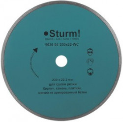Круг алмазный STURM! 9020-04-230x22-WC Ф230х2.4х22мм мокрый рез сплошной по керамике